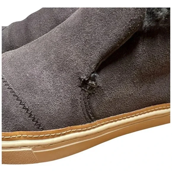 TOMS Paxton Women's 6.5 Gray Suede Ankle Boot Sneaker Faux Fur Lined Shoe - Picture 9 of 15